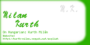 milan kurth business card